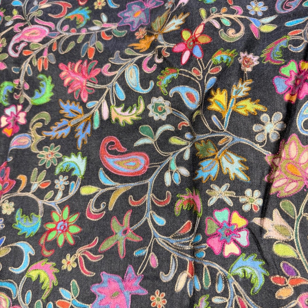 Pashmina Kashmiri Aari Hand Embroidered Kalamkari Fine Wool Shawl Stole 80"x30" - Picture 7 of 11